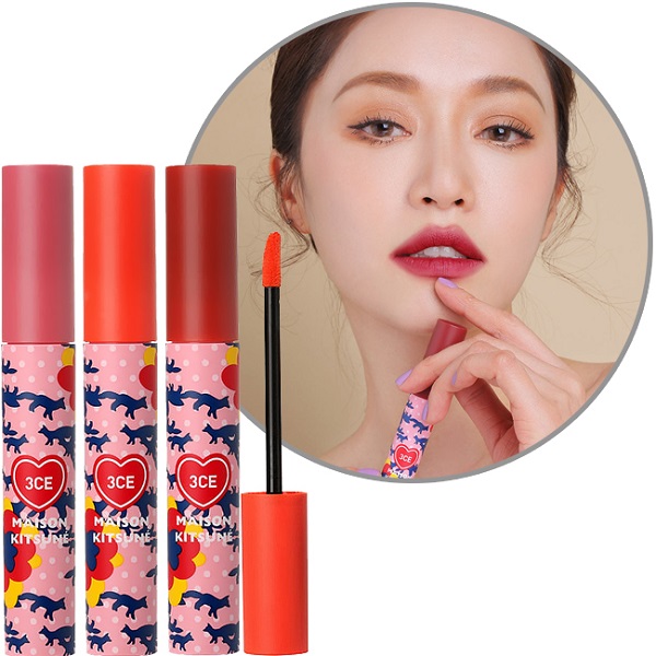 Ảnh minh hoạ: Son 3CE Maison Kitsune Velvet Lip Tint Strawberry Delight màu hồng cánh sen (1)