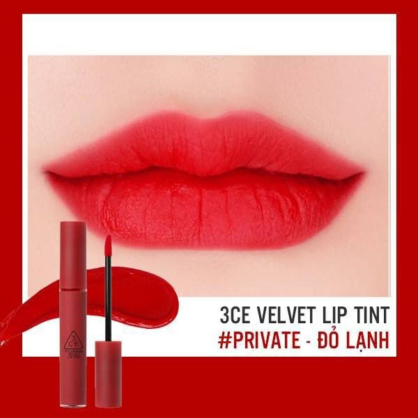 Ảnh minh hoạ: Son 3CE Velvet Lip Tint Private màu đỏ lạnh (2)